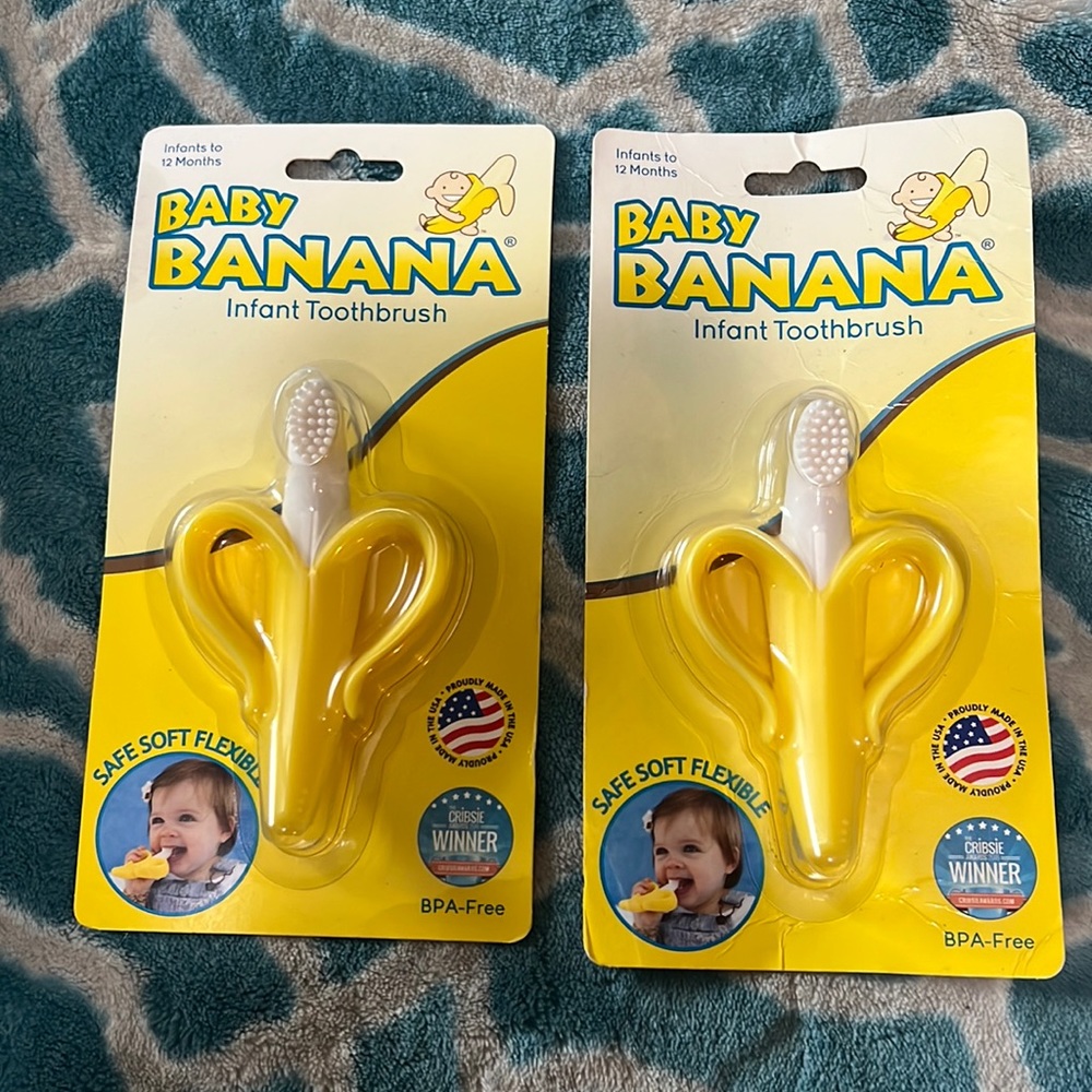 Baby Banana Infant Toothbrush- Set of 2 New (Infant to 12 months)